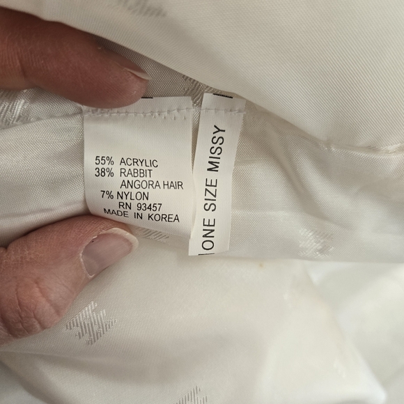 Vintage Lee Sands White Angora  Sweater Beaded Cardigan Grandmacore One Size - Picture 5 of 10